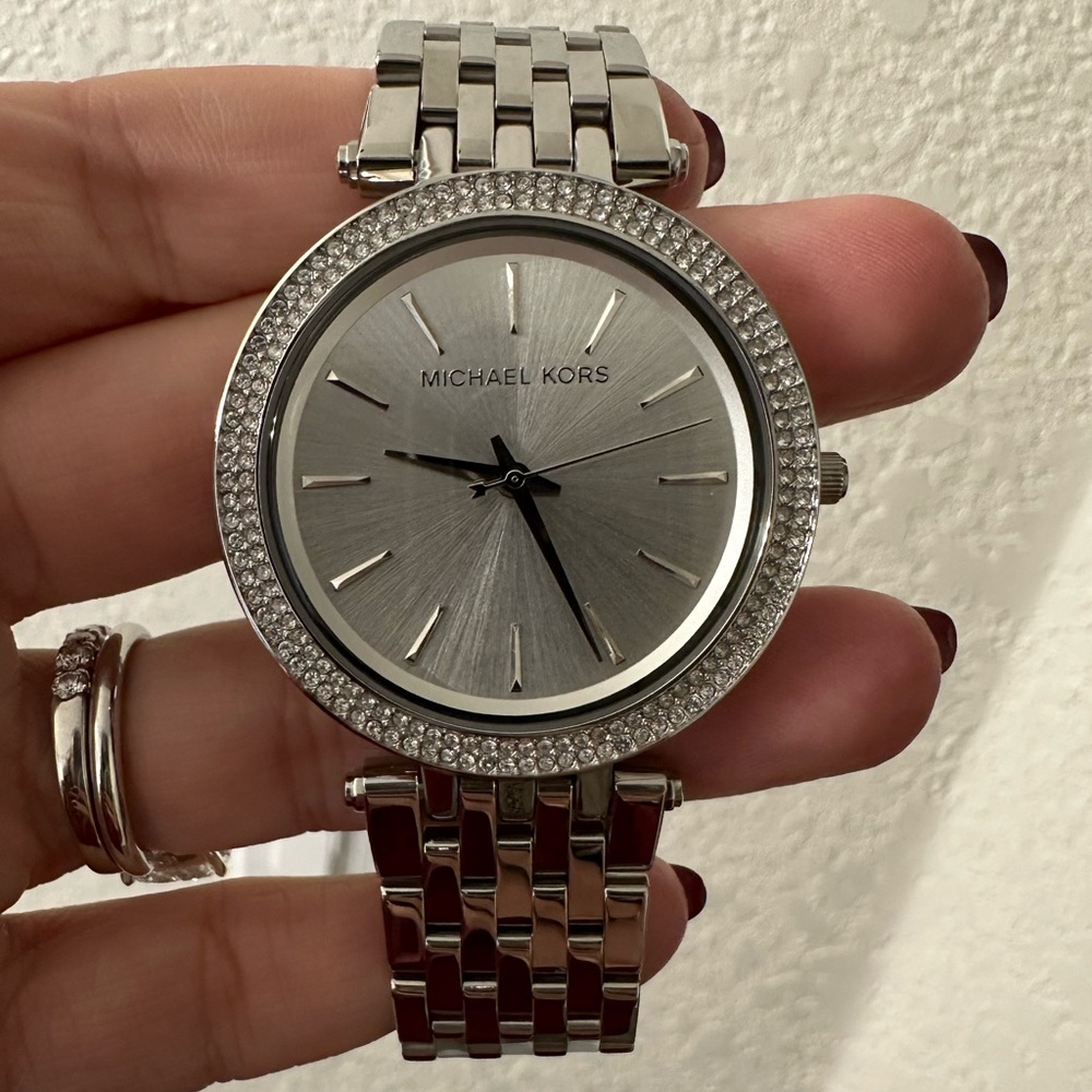 Michael Kors Darci Three-Hand Silver-Tone Stainless Steel Women's Watch